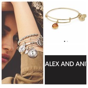 Alex & Ani Topaz Swarovski Birthstone Charm Bangle